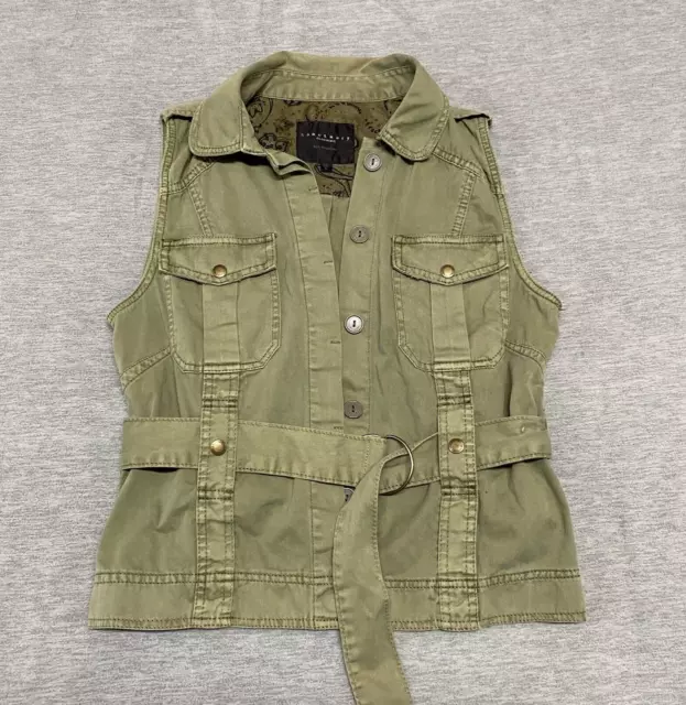 Sanctuary Jacket Womens Large Army Military Coat Green Vest Belted Button Up