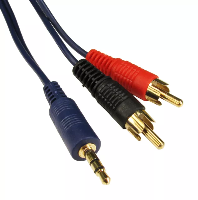 5m Shielded RCA to 3.5mm AUX Mini Jack Audio Cable Twin Phono Lead Long 5 Metre