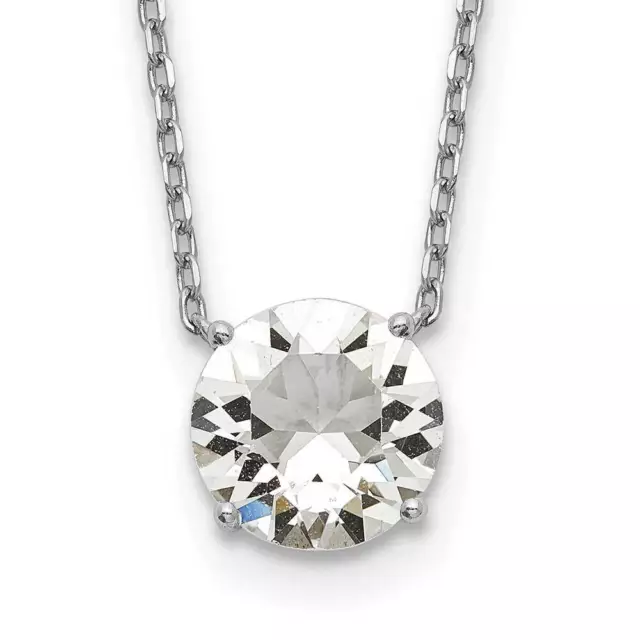 Sterling Silver Rhodium-plated Clear Swarovski Crystal 16.5" Necklace with 2"