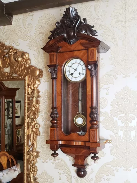 Antique striking spring driven Vienna regulator wall Clock  by Gustav Becker.