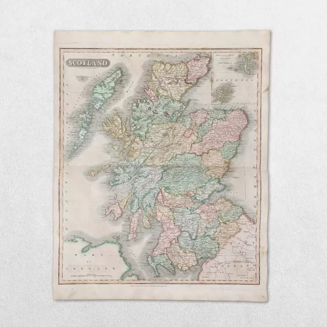 Antique 19Th Century World Atlas Map John Thomson 1814 Europe Scotland Britain