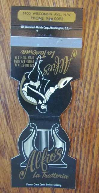 Cavalier Matchbook Matchcover: Alfio's La Trattoria (Washington Dc) -E13
