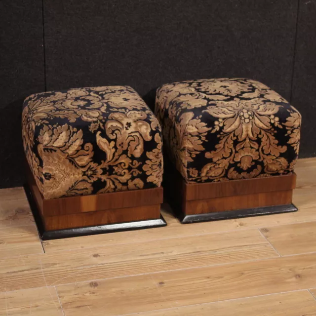 Par de pufs Art Déco dos taburetes muebles sillas madera del siglo XX
