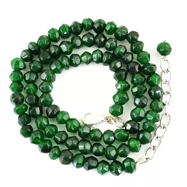 Round Shape 136.00 Cts Earth Mined Green Emerald Faceted Beads Necklace (RS)