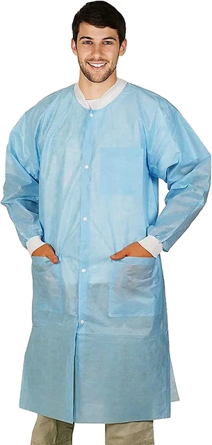 Disposable Lab Coats for Adults 10 pcs, X-Large 41 Blue Dispos...
