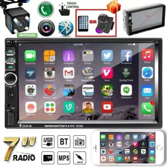 2Din 7" Touch Screen Autoradio Stereo Mirror Link MP5 Bluetooth USB AUX + Camera