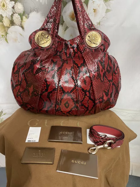 GUCCI PYTHON HYSTERIA HOBO Red Mint Condition Stunning Gorgeous Rare MSRP $4190