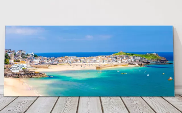 St Ives harbour panoramic canvas print Cornwall framed picture