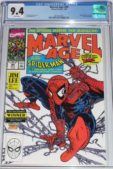 Marvel Age #90 CGC 9.4 from July 1990 Todd McFarlane Spider-Man #1 Preview