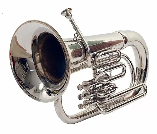 SAI Musicals Euphonium-Silver, 3 valve with/Bag and Mouthpiece BRASS MUSIC-ITEMS