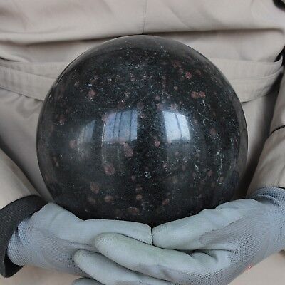 20.74LB 179MM Natural Black Tourmaline Garnet Sphere Ball Polished Healing