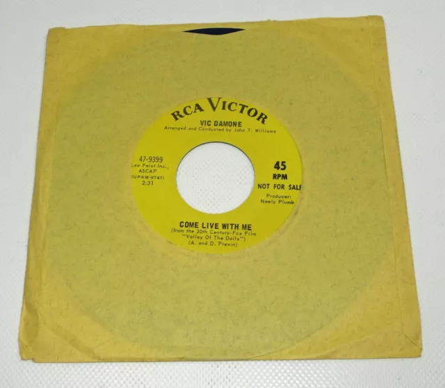 VIC DAMONE The Glory of Love 1967 USA Promo  45 ost Guess Who's Coming To Dinner
