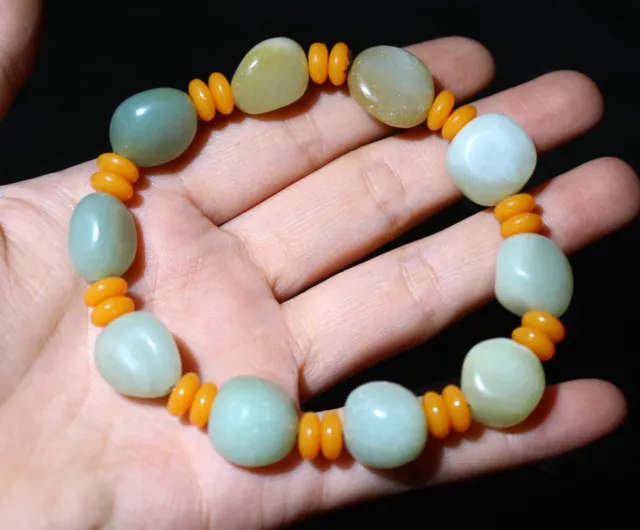 100% natural HeTian jade bracelet Stone flexibility string bracelet jade Stone