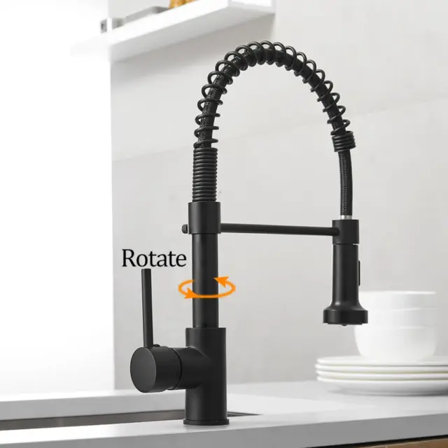 Modern Monobloc Kitchen Sink Mixer Tap with Pull Out Hose Spray Single Lever UK