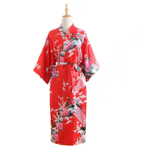 Chinese Traditional Kimono Robes Ice Silk Sleep Robe Summer Nightgown Plus Size