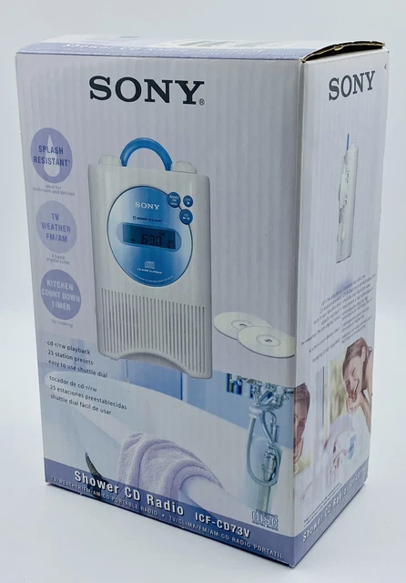 Open Box Sony ICF-CD73V Shower CD Clock Radio 4 Band AM FM Weather TV