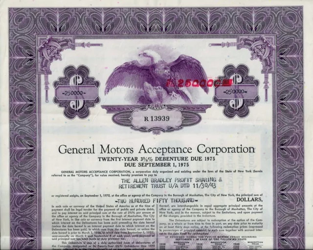 General Motors Acceptance Corporation, 1973, 3 5/8% Deb. due 1975 (250.000 $)