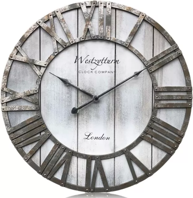 Rustic Large Wooden Clock Retro Old Style Decorative