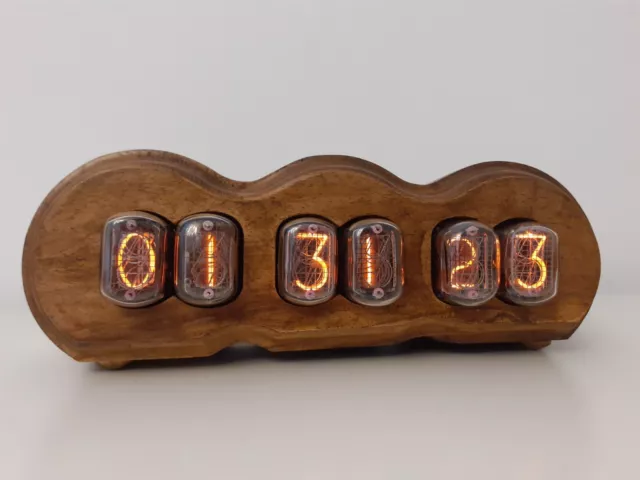 IN12 Nixie tubes clock in Walnut case by Monjibox Nixie