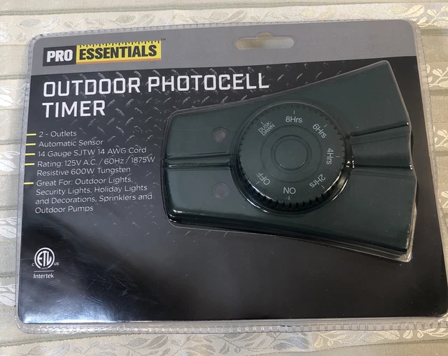 INTERTEK OUTDOOR PLUG In Timer Switch Photocell Sensor Function Two