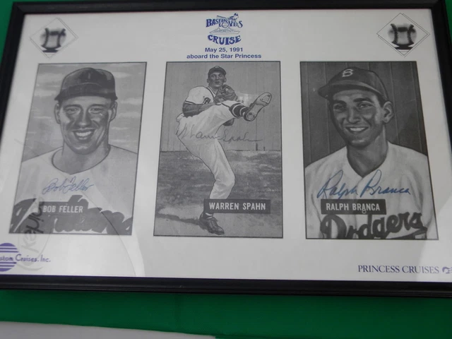 Baseball Lovers Cruise 1991 Reproduction signed by  Feller/Spahn/Branca
