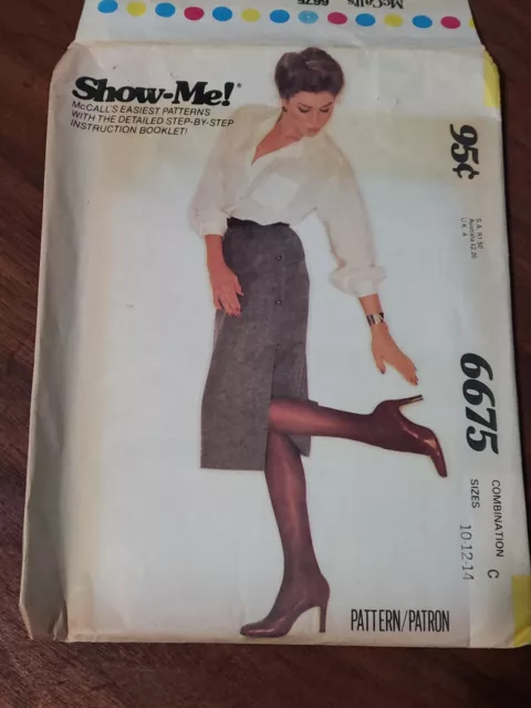 McCalls Show Me #6675 Sewing Pattern Misses Skirt Sz 10-12-14. -Uncut-