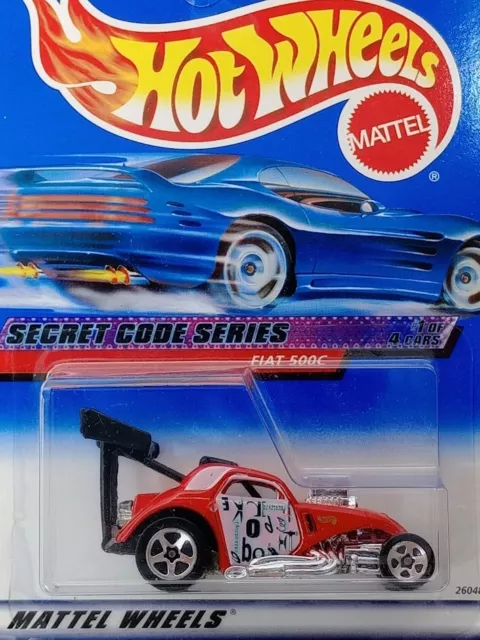 NEW Mattel Hot Wheels 2000 Secret Code Series Red Fiat 500C #1 Of 4
