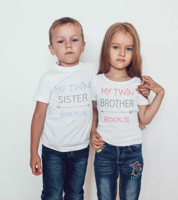 My twin rocks set of 2 t-shirts or bodysuits/childrens Tshirt / twin gift