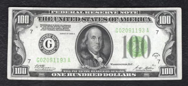 Fr. 2151-G 1928-A $100 Frn Federal Reserve Note Chicago, Il Extremely Fine