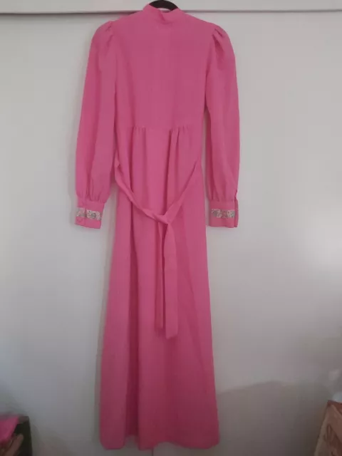 True Vintage 60s mod retro Pink Prairie Maxi dress sz. 8 2