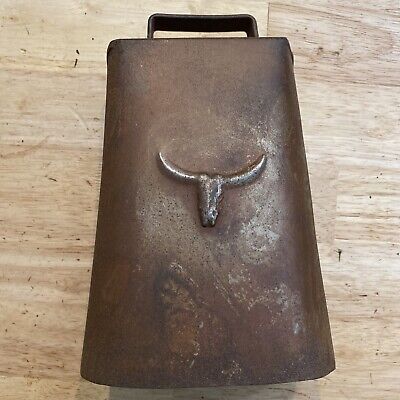 Cowbell Cowboy Patina Cast Iron Rancher Clint Eastwood Collector Wild West Decor 3