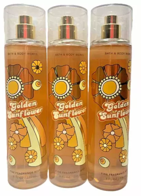 X 3 ~ Bath & Body Works Doré Tournesol Parfum Brume Corps Spray