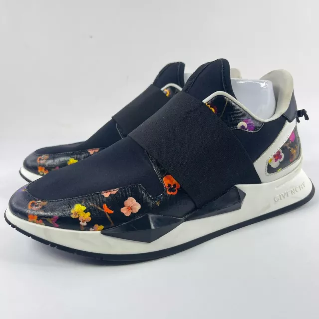Givenchy Women's Elastic Pansy Floral-Print Sneakers US 8 Black Runner Shoes