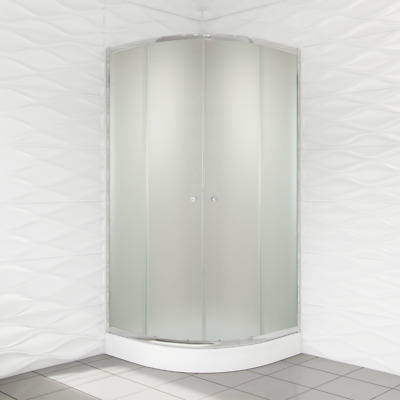 Dusche Duschkabine Viertelkreis Struktur Glas 90x90 x 184 cm R55 Silikon GRATIS