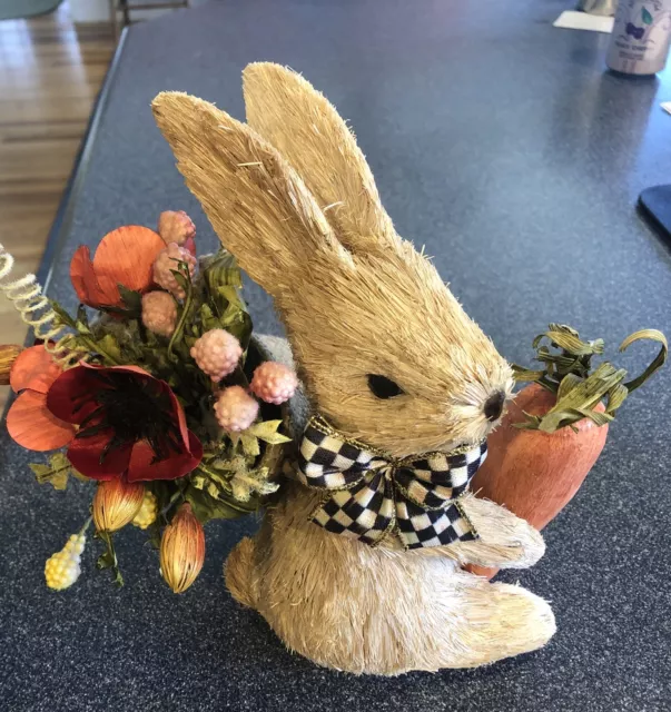 Mackenzie Childs Garden Patch Bunny Rabbit ￼with Carrot and Flower Basket