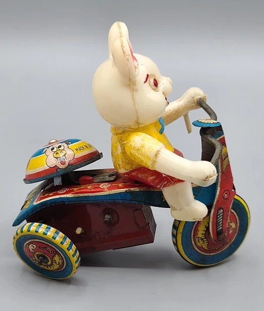 VINTAGE TIN LITHO Wind-up, Bunny Rabbit On Tricycle - Made in JAPAN £32 ...