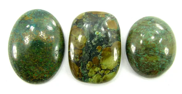 75.75 Ct Natural Tibet Turquoise Loose Gemstone Cabochon 3 Pcs Stone Lot - 2265