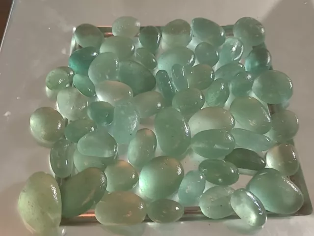 54 Chunky Shades of Pale Turquoise Sea glass pieces Jewellery Seaham 1.5-3cm