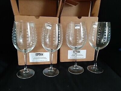 X4 18 oz "Pearls" Wine Glasses By Rolf Glass USA   New In Box