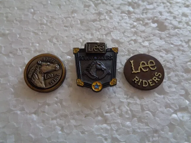 Job lot of 3 Lee Rider Jeans & Denims vintage metal lapel pins