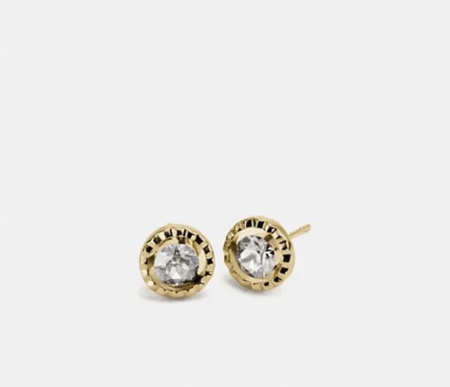 NWT Coach Daisy Rivet Stone Stud Earrings Gold-tone w/ Swarovski Crystals 58459