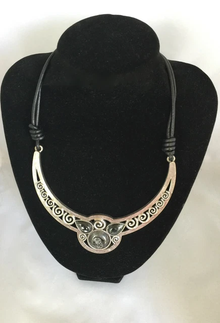 Collier Pectoral Ethnique Vintage Des Années 70/80 - Perles, Métal, Résine, Style Bohème