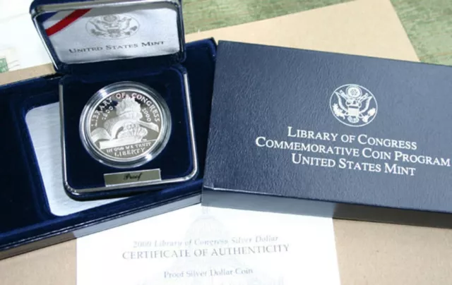 2000 Library of Congress Commemorative US Mint Proof Silver Dollar Coin Box COA