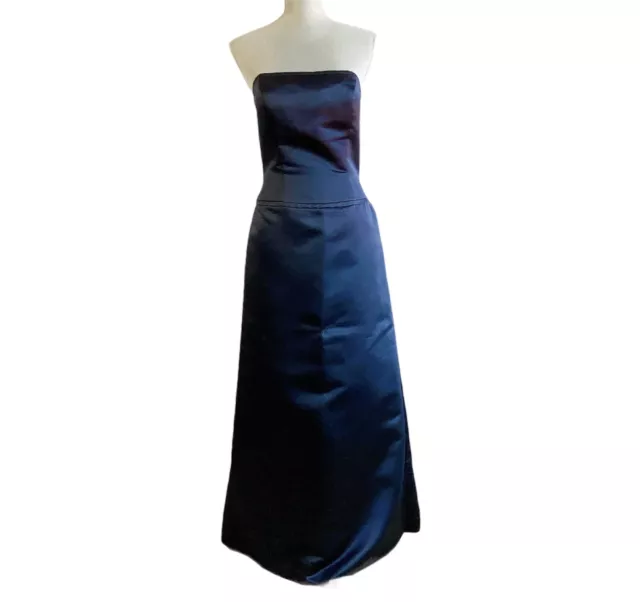 Vintage Bill Levkoff Dress Womens 8 Blue Strapless Long Gown Formal Prom Wedding