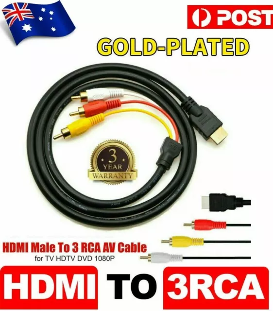 1080p HDMI to RCA Composite AV CVBS 3RCA Video Audio Cable Converter Composite
