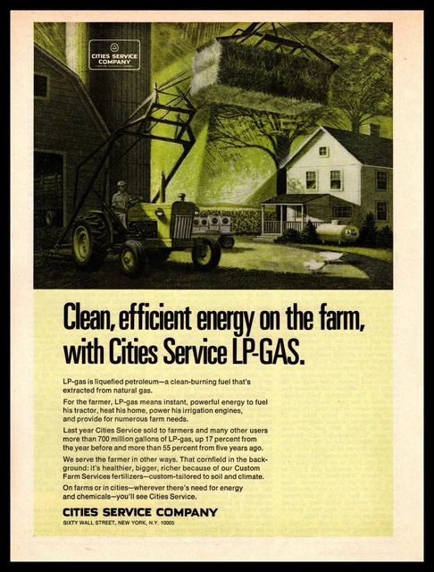 1970 Cities Service Company New York LP-GAS Farm Tractor Vintage CITGO Print Ad