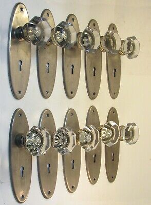1 Pair of Restored Antique 1930 Glass Door Knobs with Chrome Plated Brass Finish