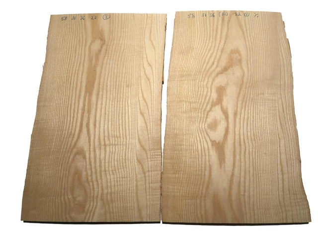 2x Frêne Brett Frêne Bois Petites Pièces 58x31-36cm x 22mm