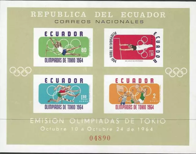 OLYMPICS 1964 ECUADOROLYMPIC Games Tokyo MS Mi Ml11 MNH 18.19 PicClick