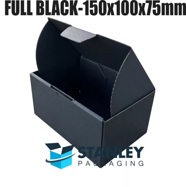 Diecut Mailing Box 150x100x75mm Full BLACK Cardboard Shipping Carton #BX150SB